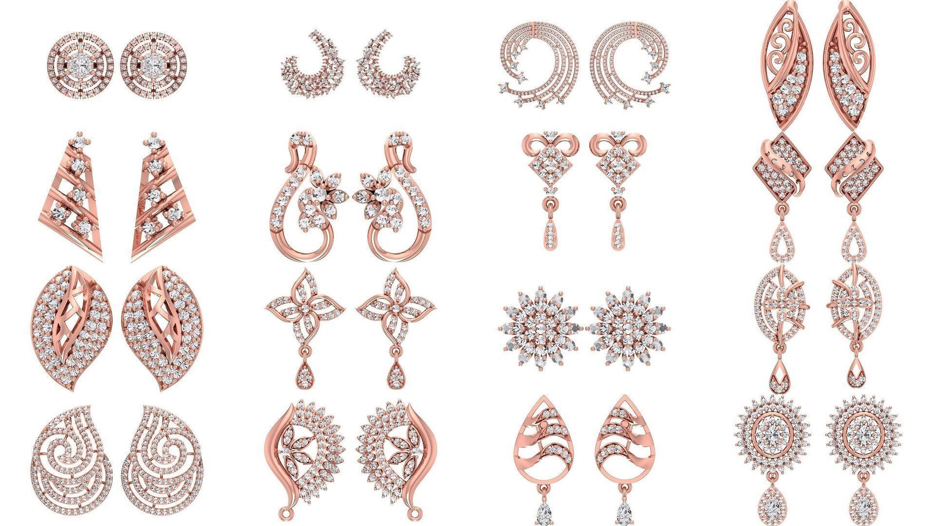 1030 Women Earrings 3dm STL OBJ FBX Renders Details Collection _111