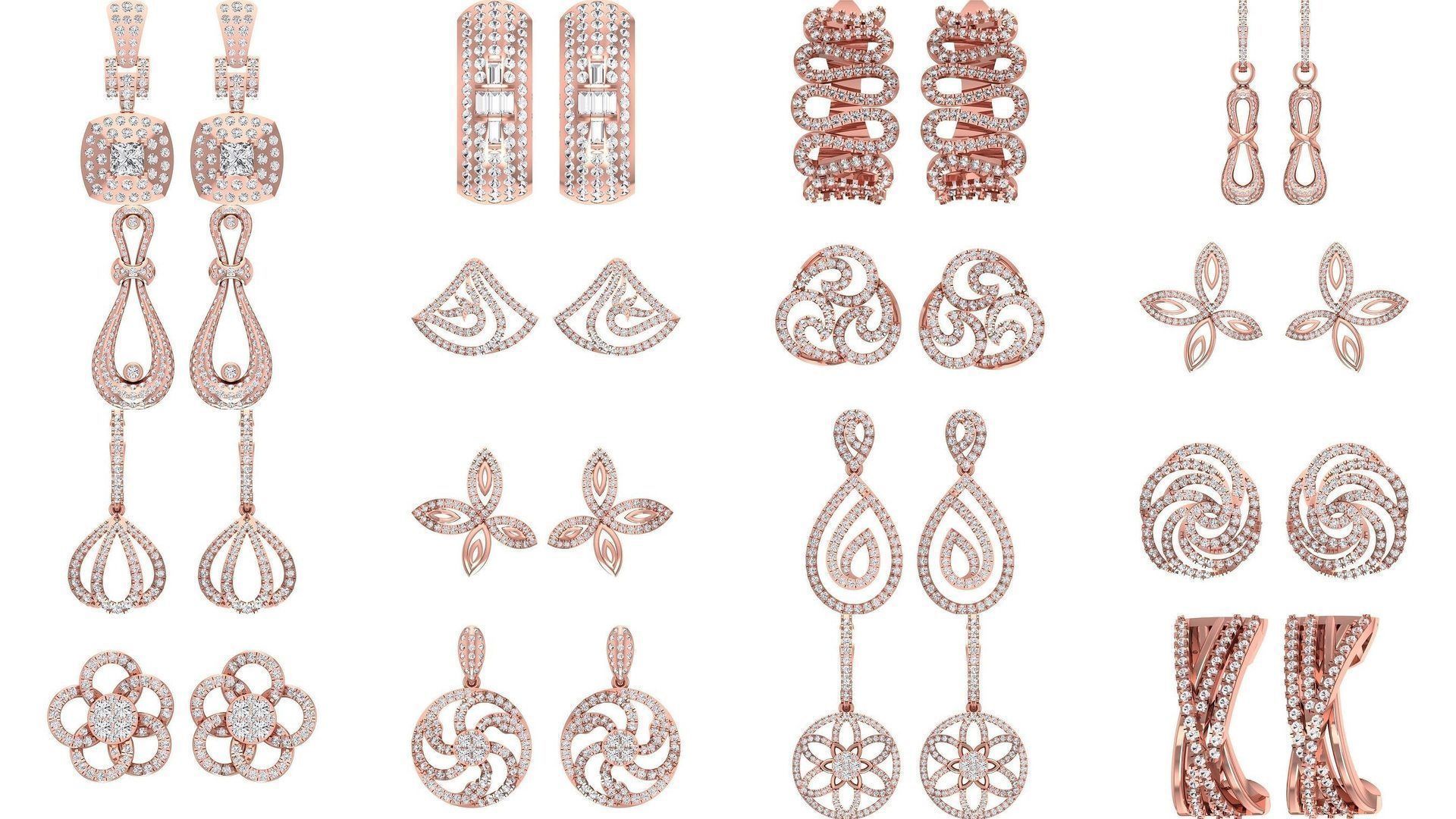 1030 Women Earrings 3dm STL OBJ FBX Renders Details Collection _103
