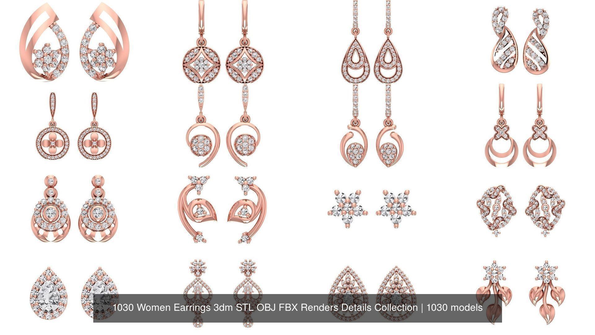 1030 Women Earrings 3dm STL OBJ FBX Renders Details Collection _124