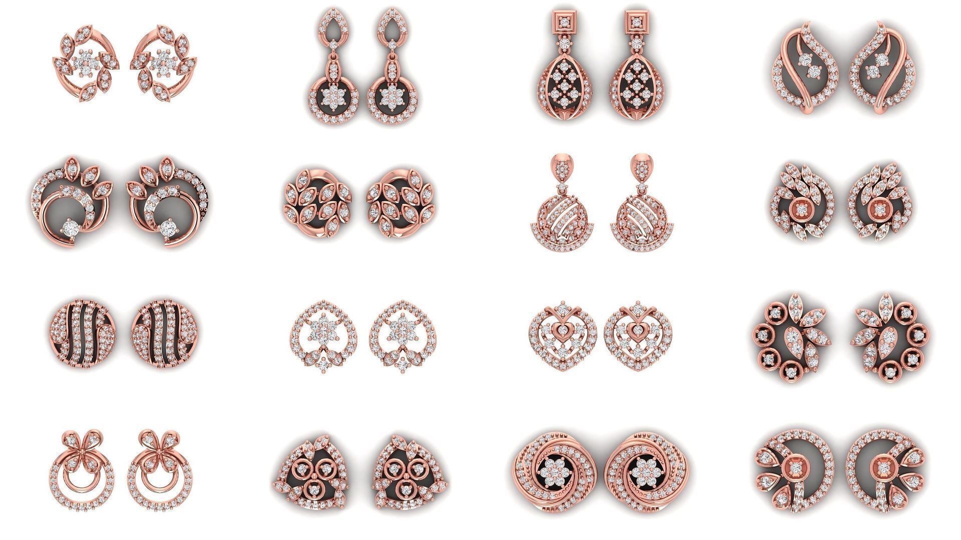 1030 Women Earrings 3dm STL OBJ FBX Renders Details Collection _1