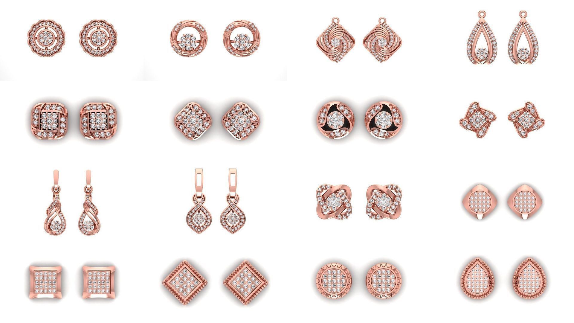 1030 Women Earrings 3dm STL OBJ FBX Renders Details Collection _23