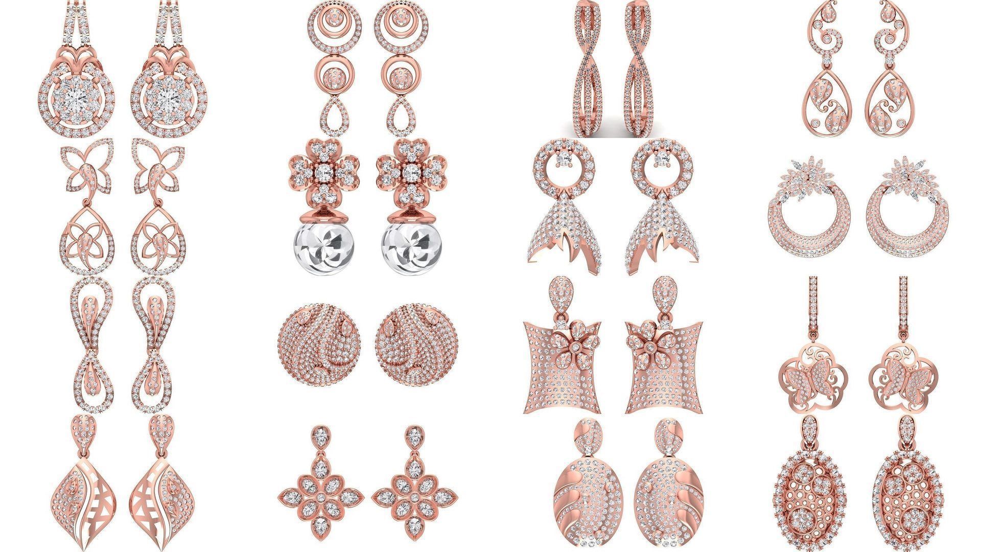 1030 Women Earrings 3dm STL OBJ FBX Renders Details Collection _107