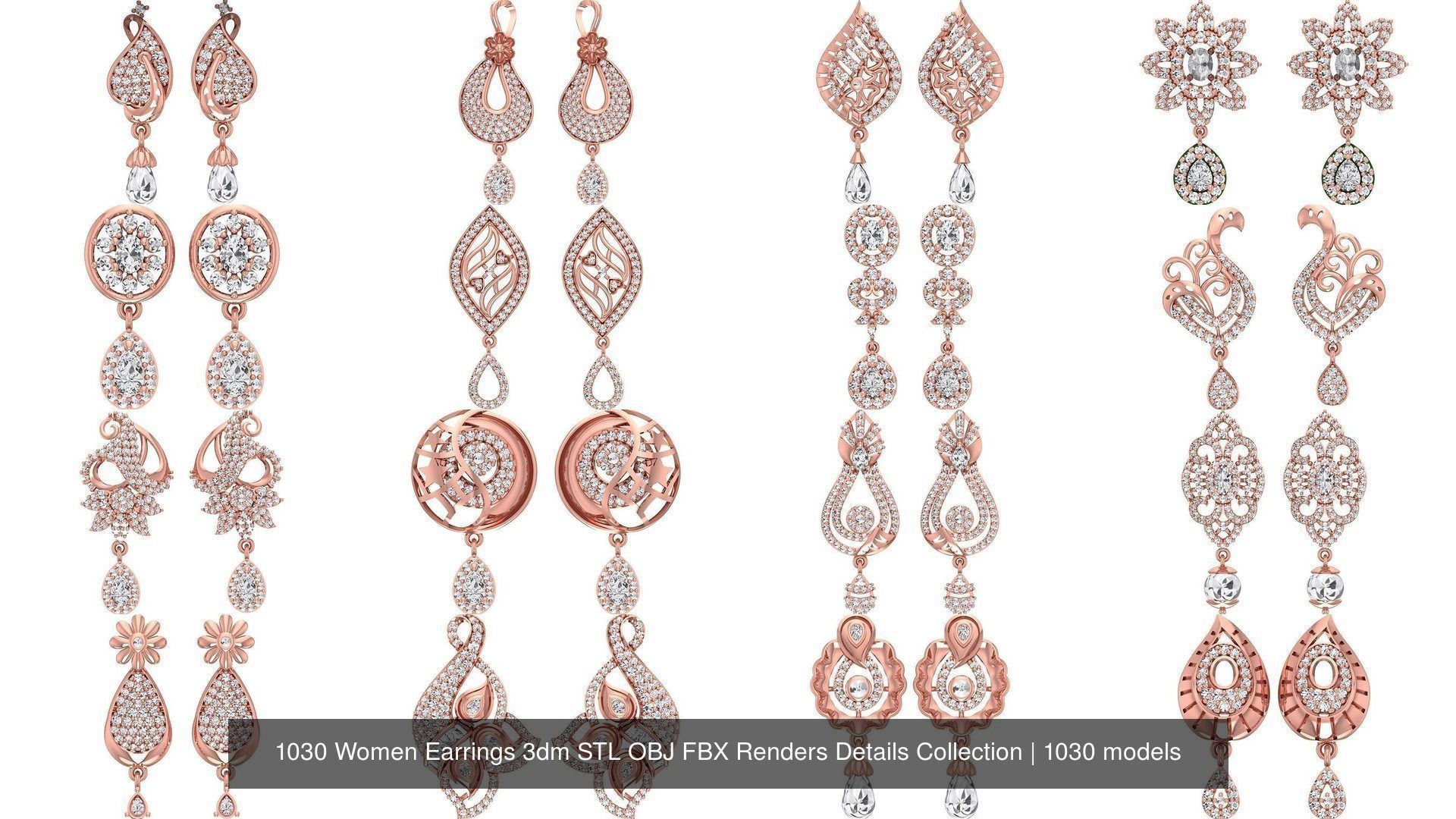 1030 Women Earrings 3dm STL OBJ FBX Renders Details Collection _70