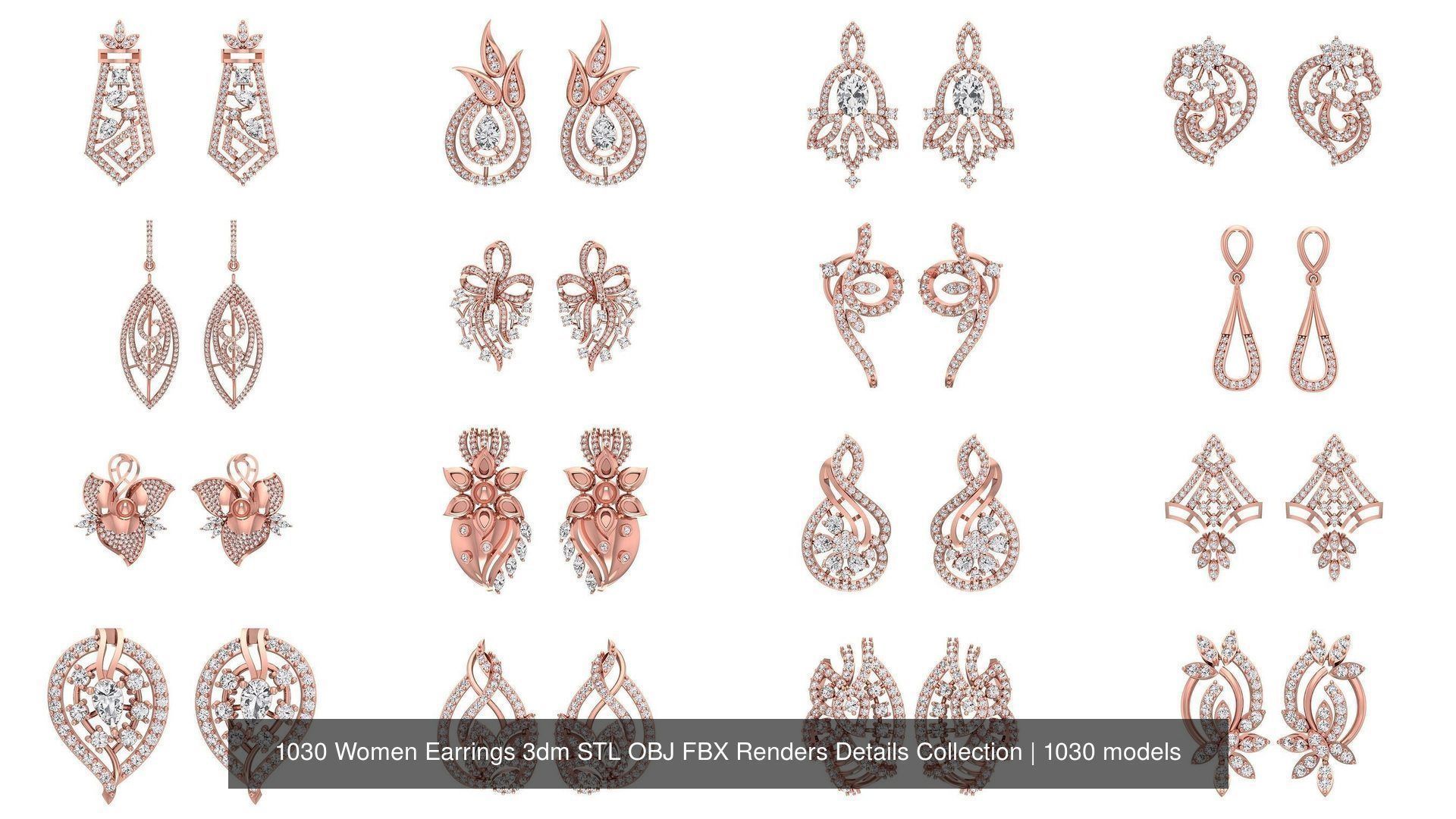 1030 Women Earrings 3dm STL OBJ FBX Renders Details Collection _74
