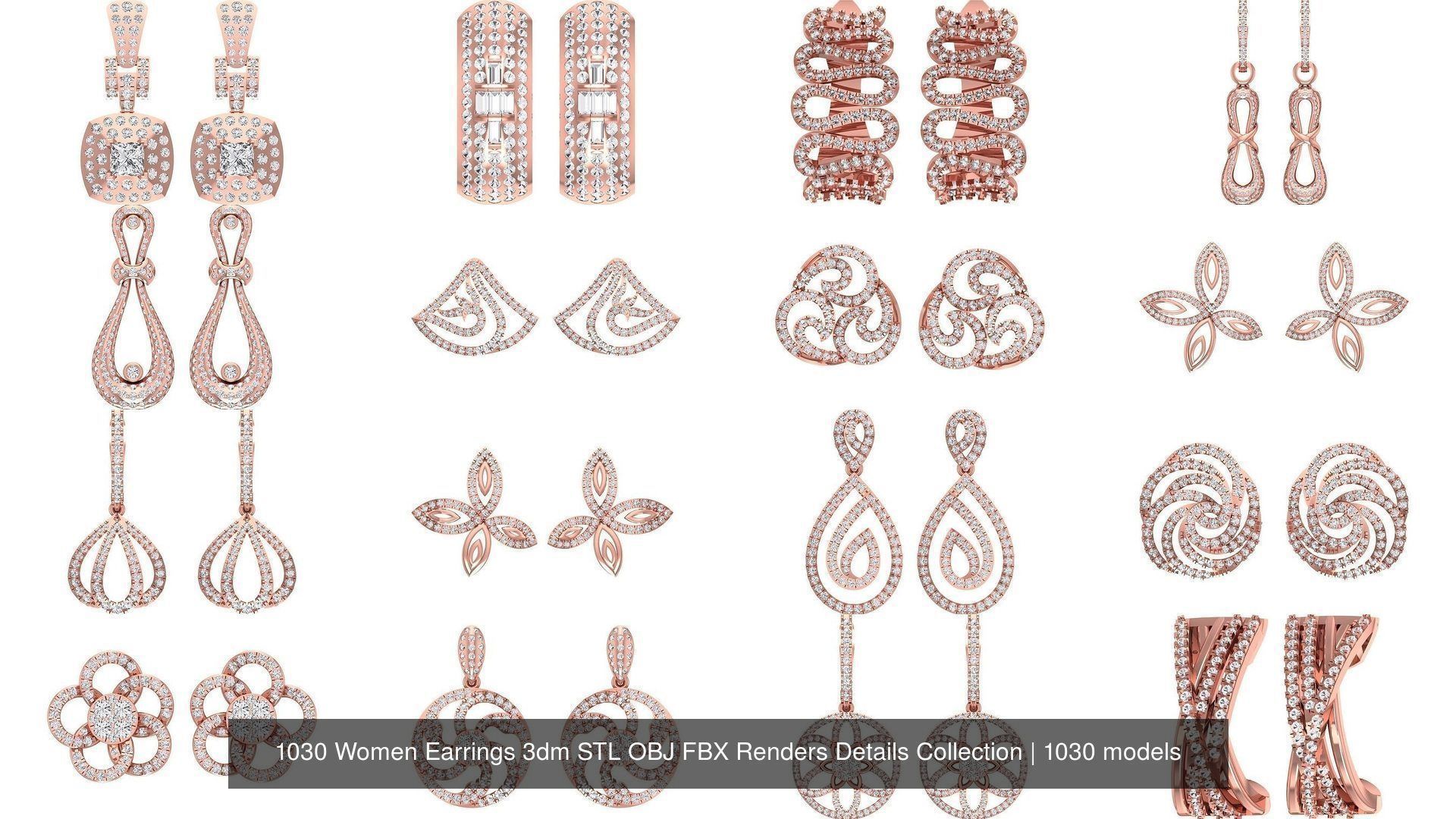 1030 Women Earrings 3dm STL OBJ FBX Renders Details Collection _64