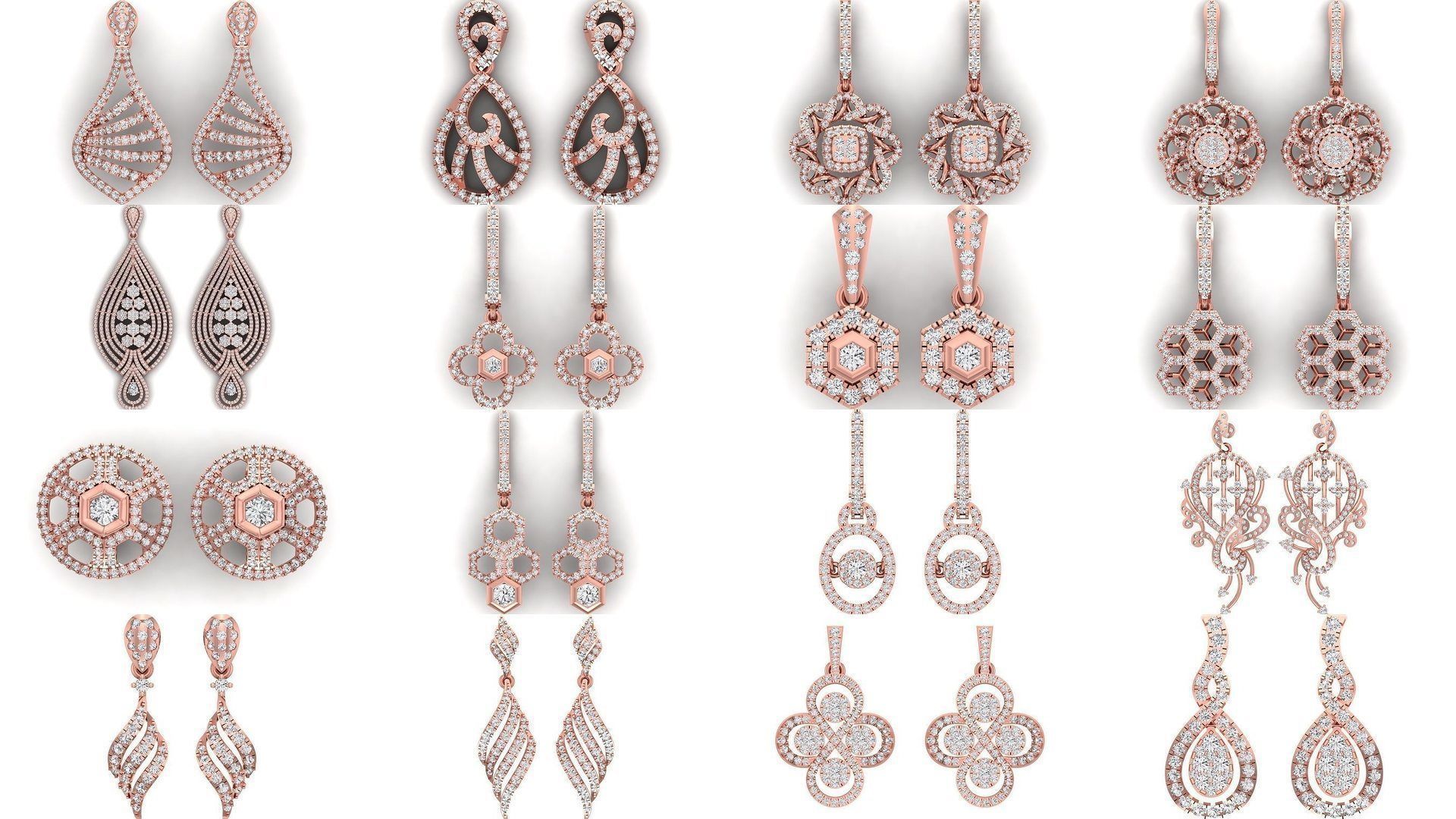 1030 Women Earrings 3dm STL OBJ FBX Renders Details Collection _99