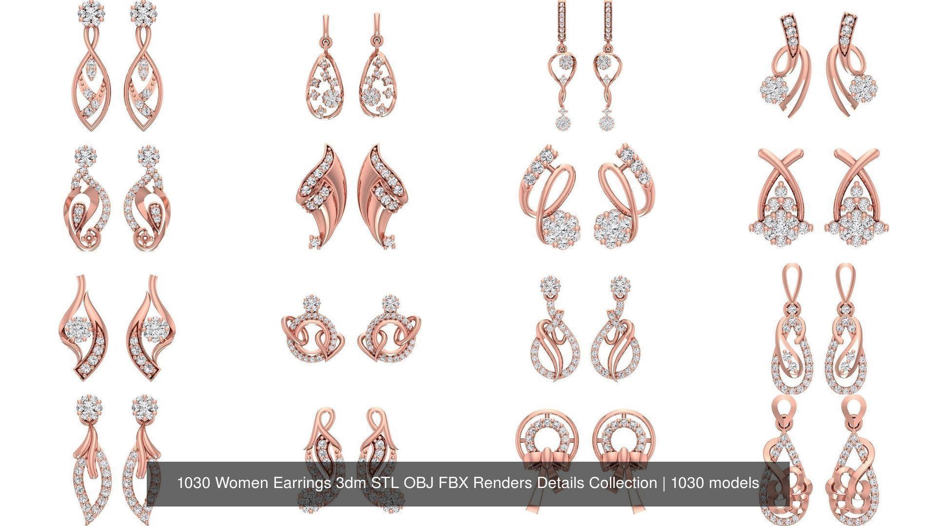 1030 Women Earrings 3dm STL OBJ FBX Renders Details Collection _102