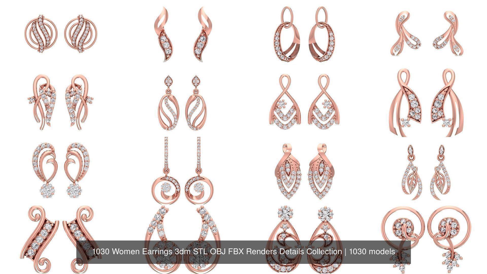 1030 Women Earrings 3dm STL OBJ FBX Renders Details Collection _104