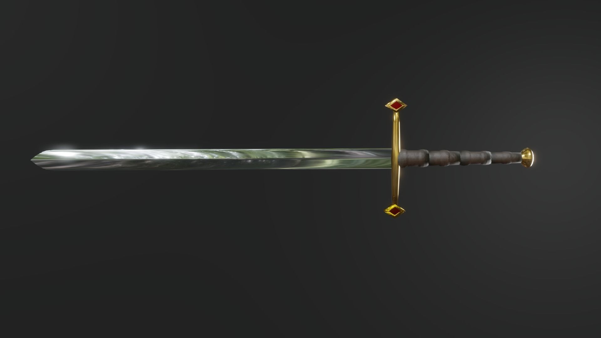 Long sword Low-poly 3D model_8
