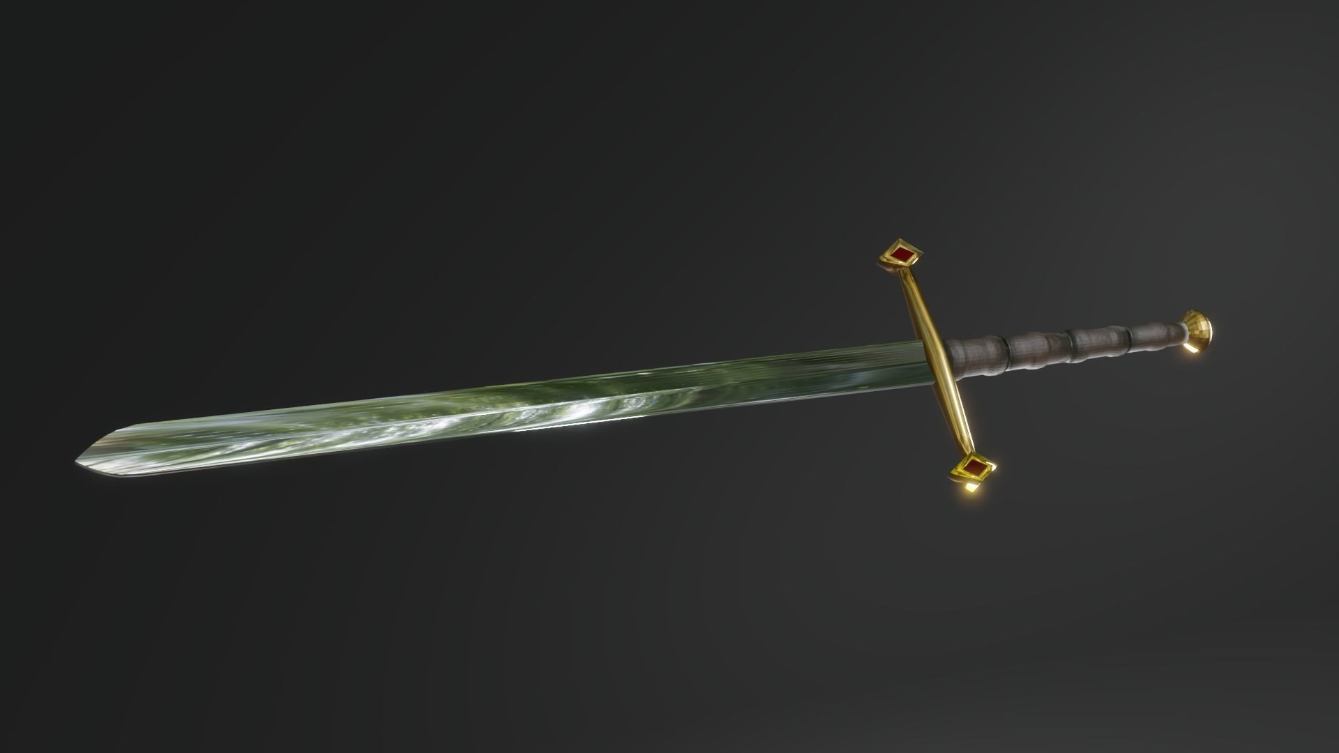 Long sword Low-poly 3D model_5