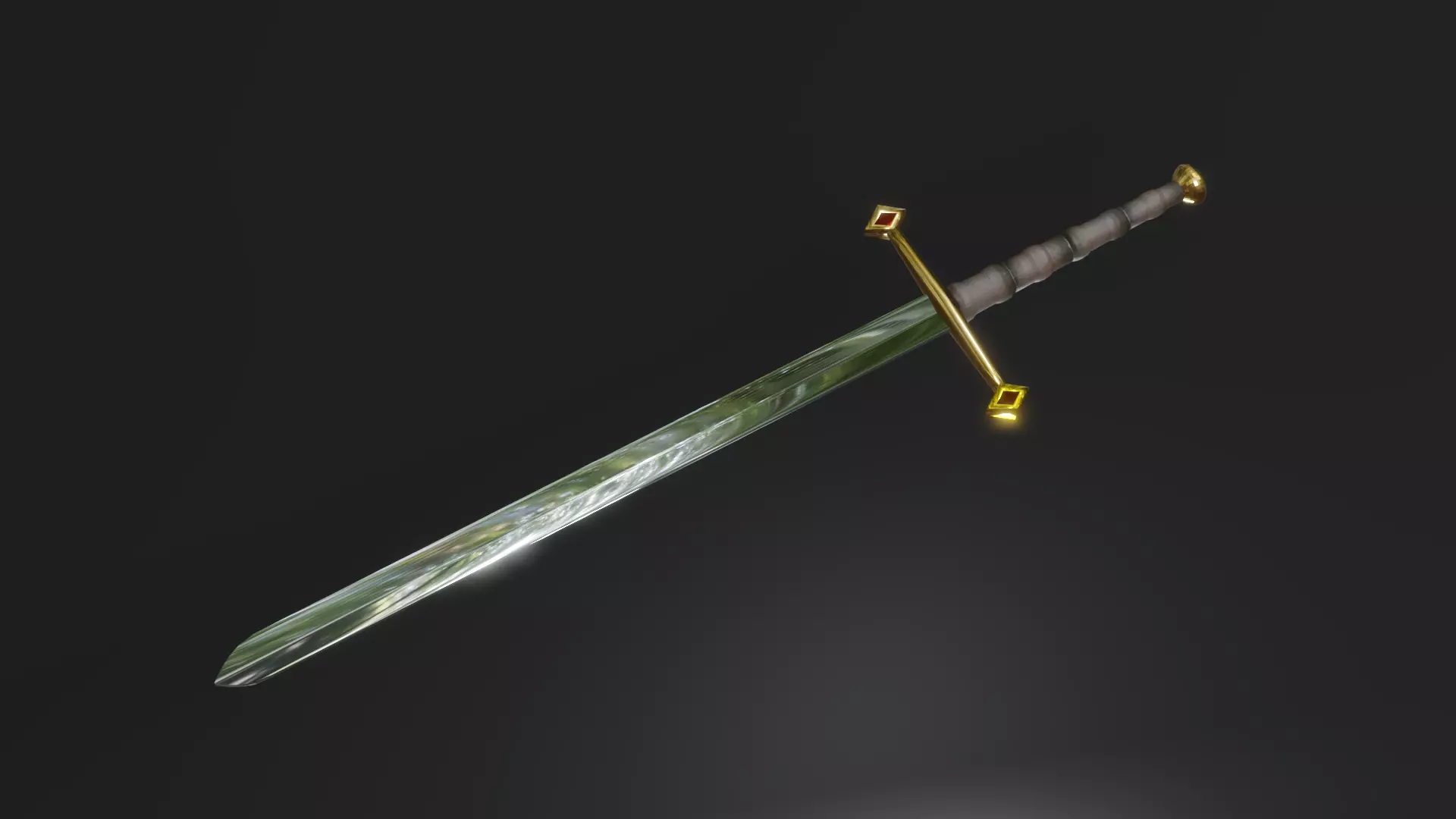 Long sword Low-poly 3D model_0