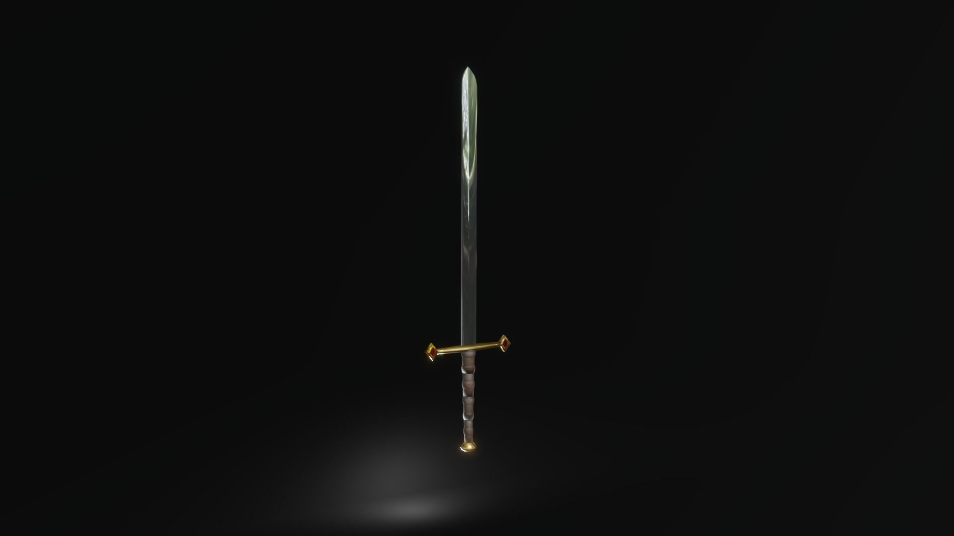 Long sword Low-poly 3D model_9