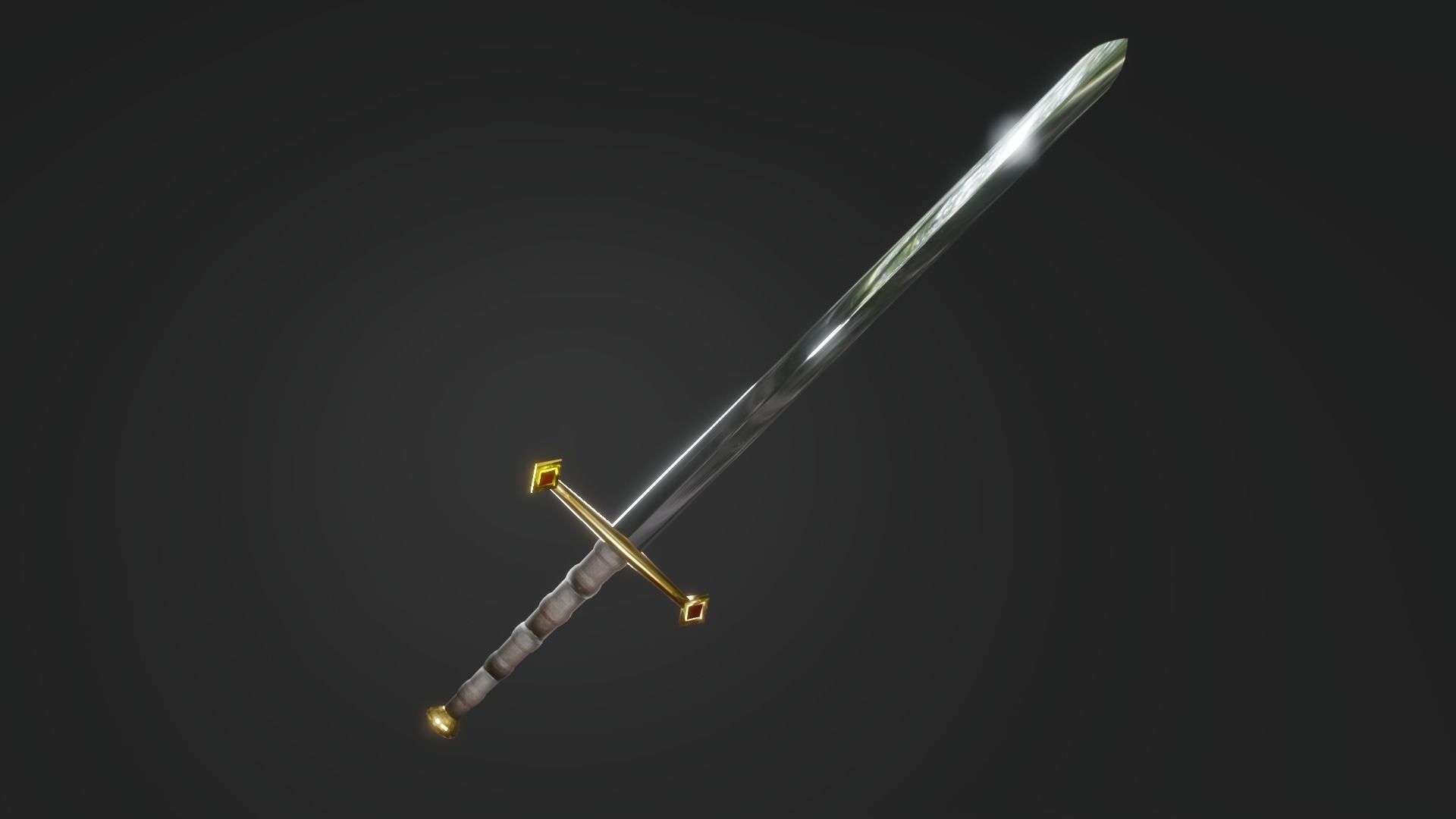 Long sword Low-poly 3D model_3