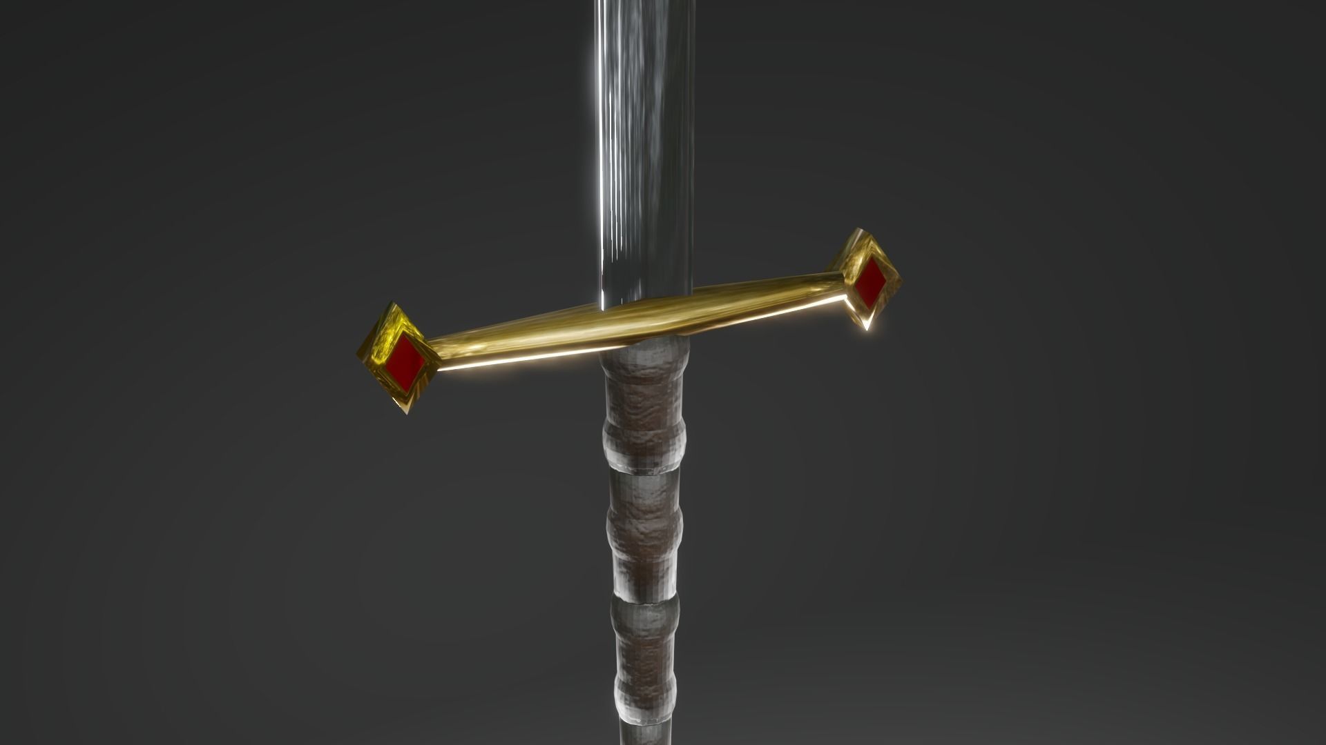 Long sword Low-poly 3D model_2