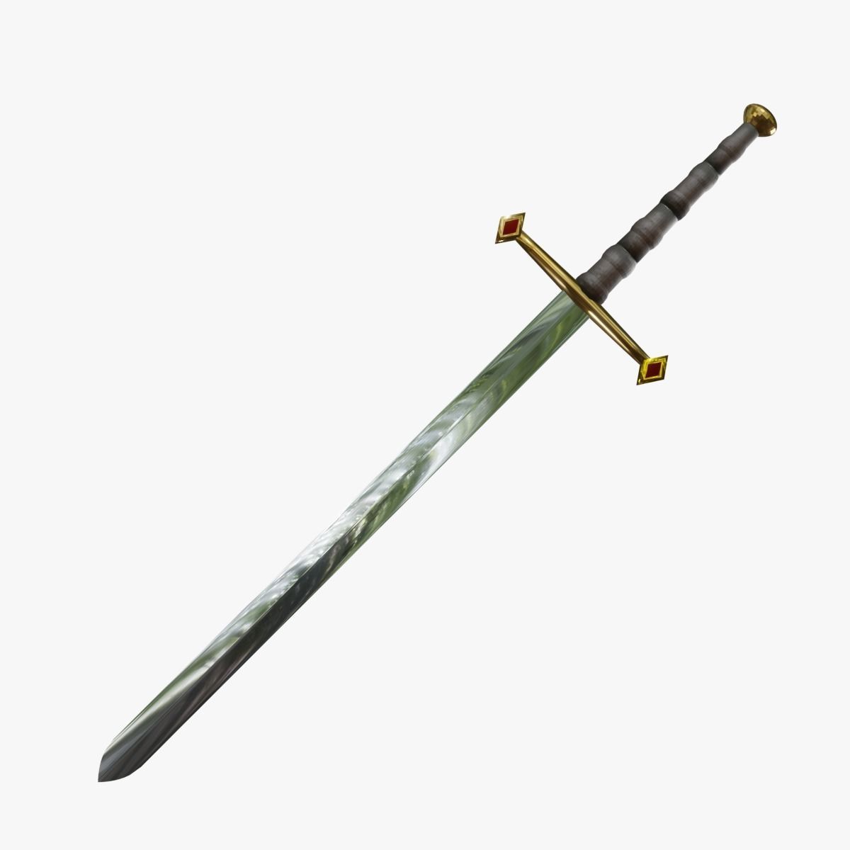 Long sword Low-poly 3D model_6