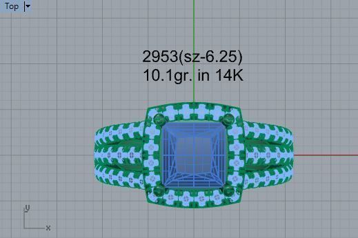 Round Diamond ring with 3-rows 2953 3D print model 3D print model_4
