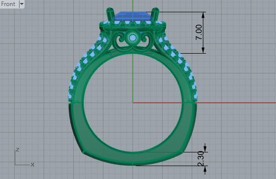 Round Diamond ring with 3-rows 2953 3D print model 3D print model_5