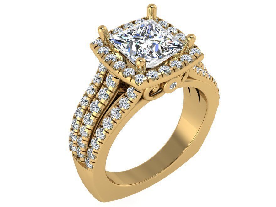 Round Diamond ring with 3-rows 2953 3D print model 3D print model_1