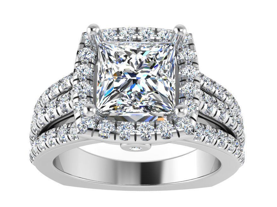 Round Diamond ring with 3-rows 2953 3D print model 3D print model_2