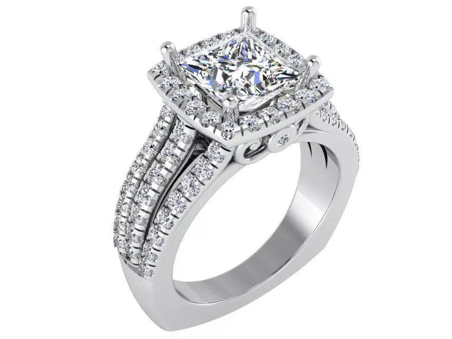 Round Diamond ring with 3-rows 2953 3D print model 3D print model_0