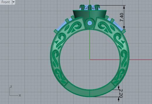  Ornate ring with diamond stone 2954 3D print model 3D print model_5