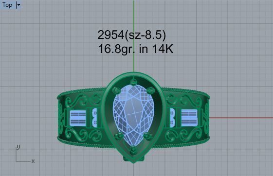  Ornate ring with diamond stone 2954 3D print model 3D print model_4
