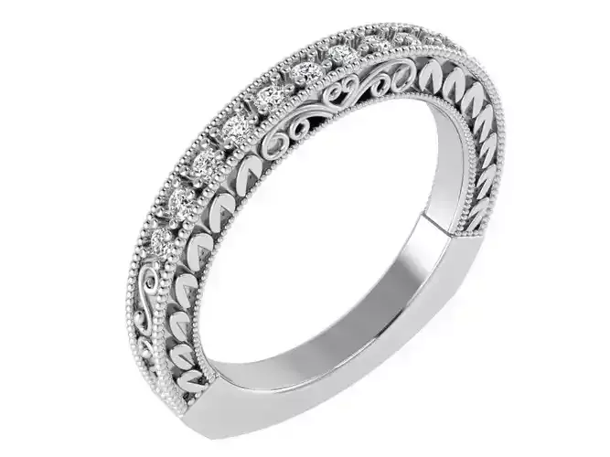 Round Diamond Engraved Ring 2958 3D print model