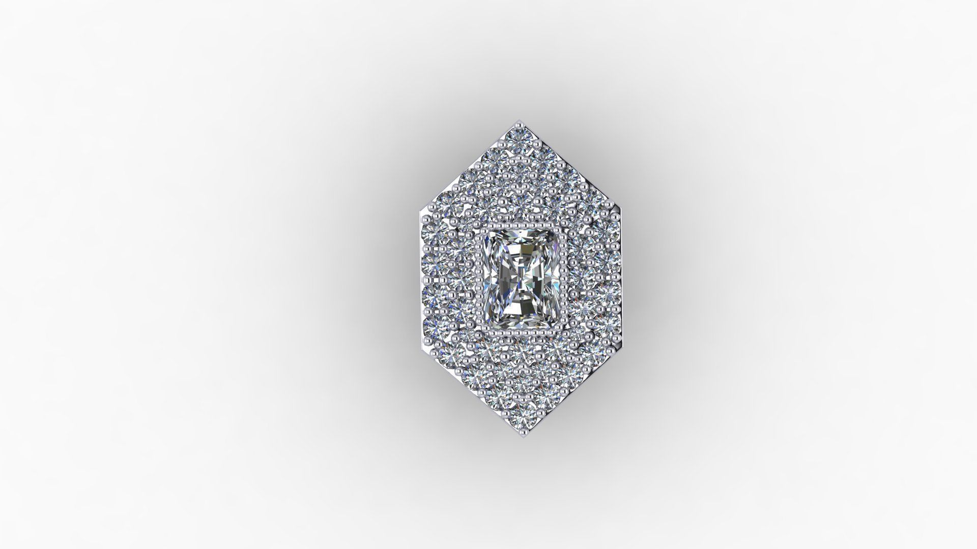 pendant trapezoid gold 3D print model_2