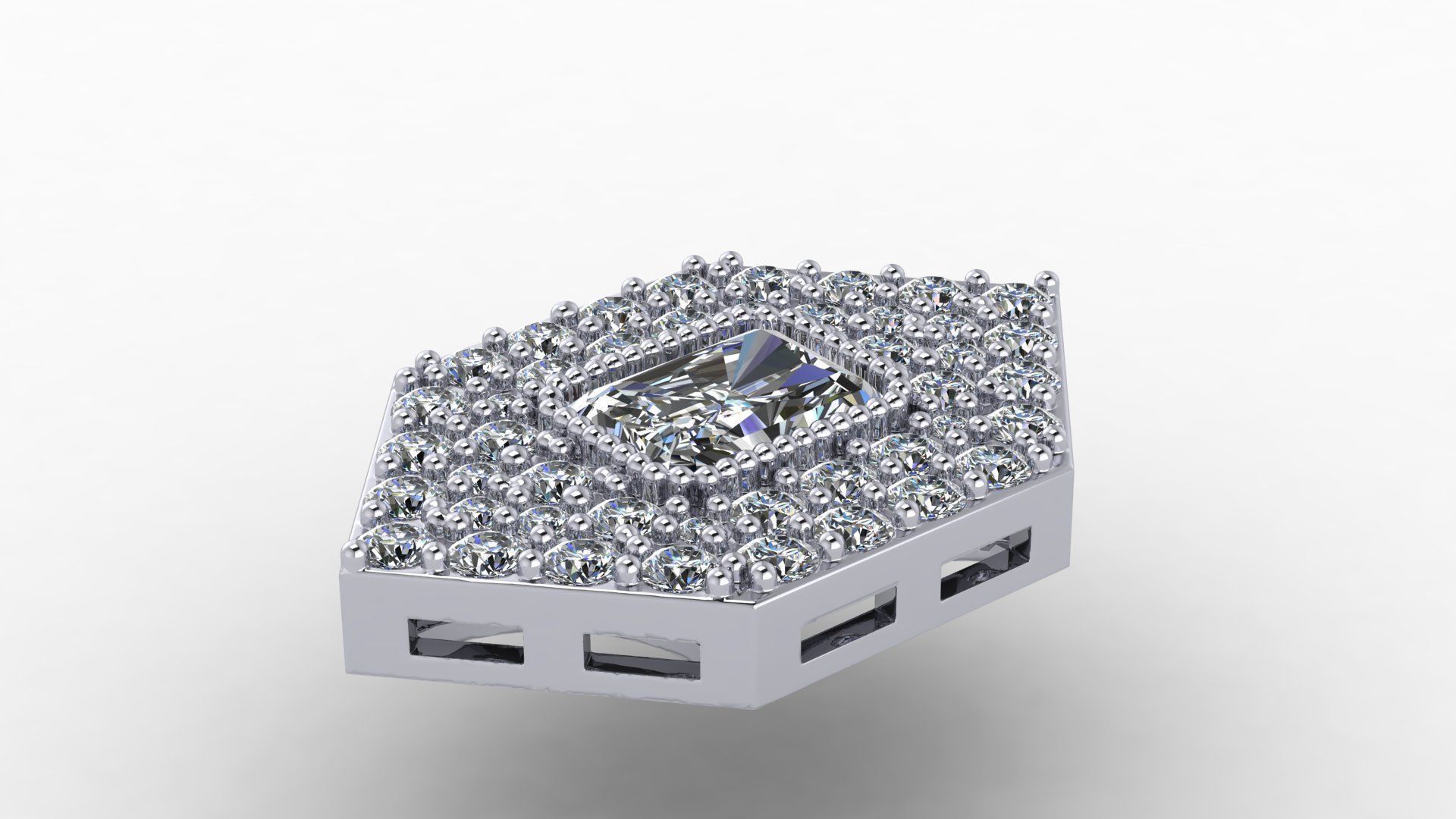 pendant trapezoid gold 3D print model_4