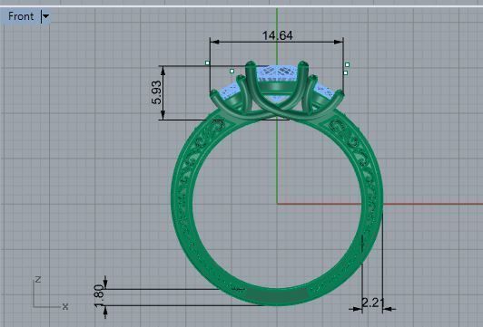 3-Stone luxurious diamond stone 2963 3D print model 3D print model_5