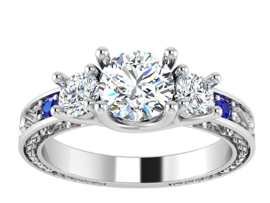 3-Stone luxurious diamond stone 2963 3D print model 3D print model_2