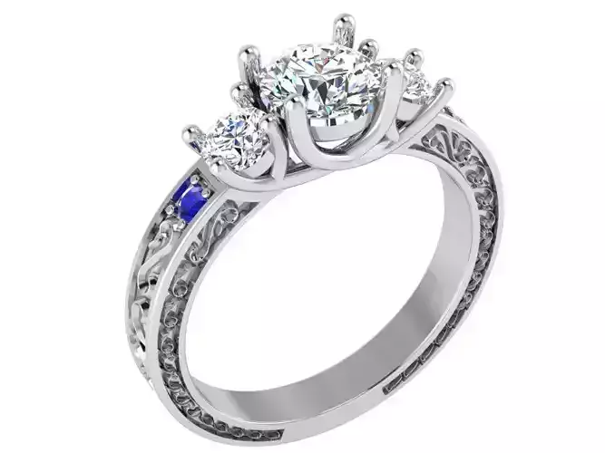 3-Stone luxurious diamond stone 2963 3D print model