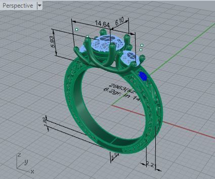 3-Stone luxurious diamond stone 2963 3D print model 3D print model_7