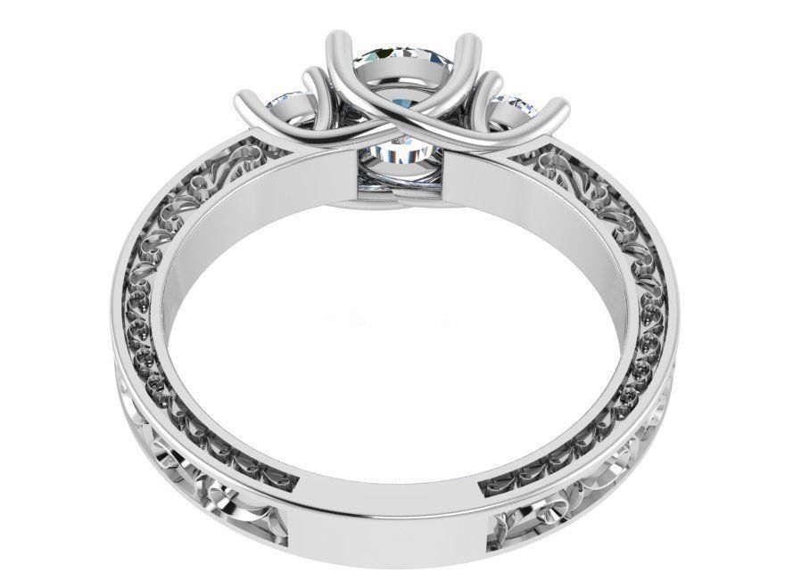 3-Stone luxurious diamond stone 2963 3D print model 3D print model_3