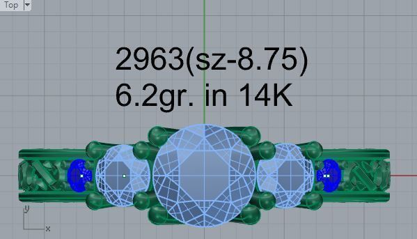 3-Stone luxurious diamond stone 2963 3D print model 3D print model_4