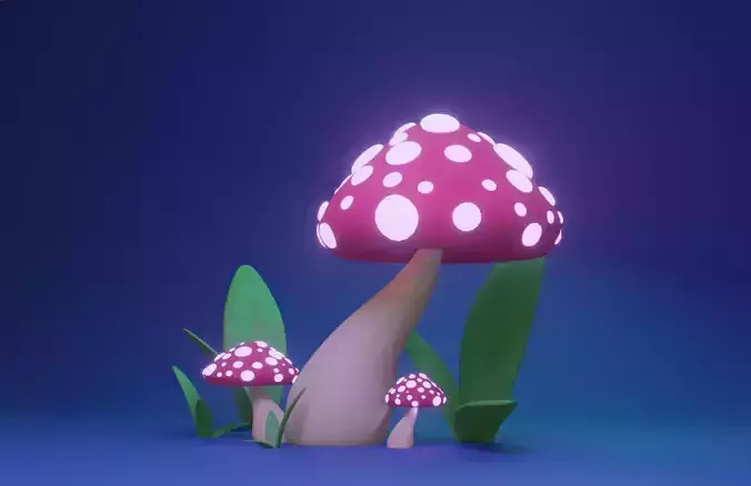 simple cute red mushrooms scene