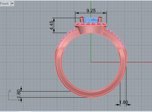 Square diamond ring 2965 3D print model 3D print model_5