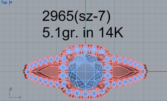 Square diamond ring 2965 3D print model 3D print model_4