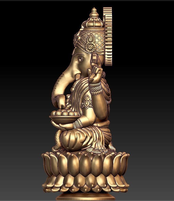 VINAYAGAR 3D golden statue of ganesha 3D print model_1