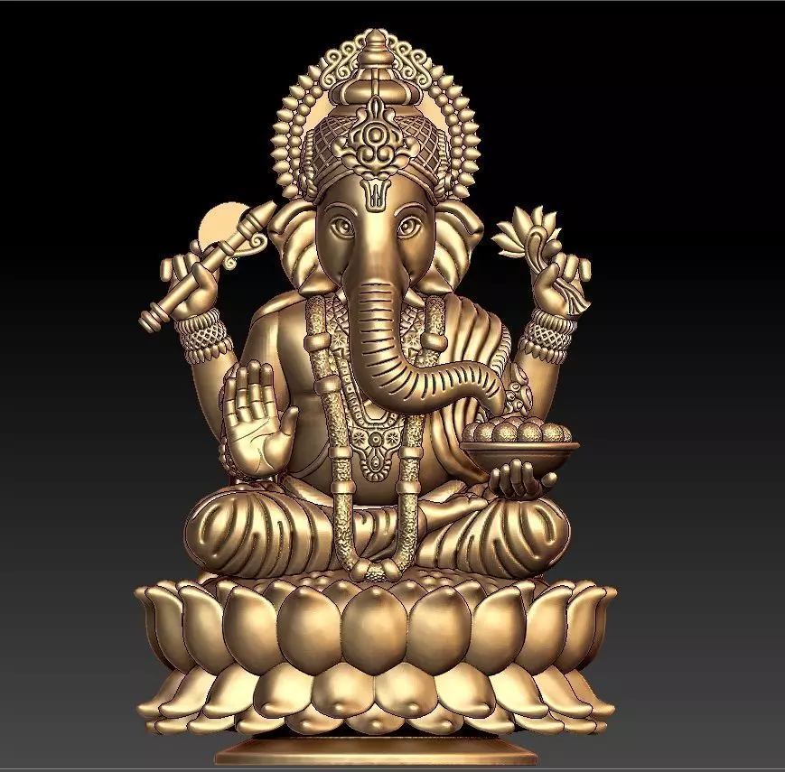 VINAYAGAR 3D golden statue of ganesha 3D print model_0
