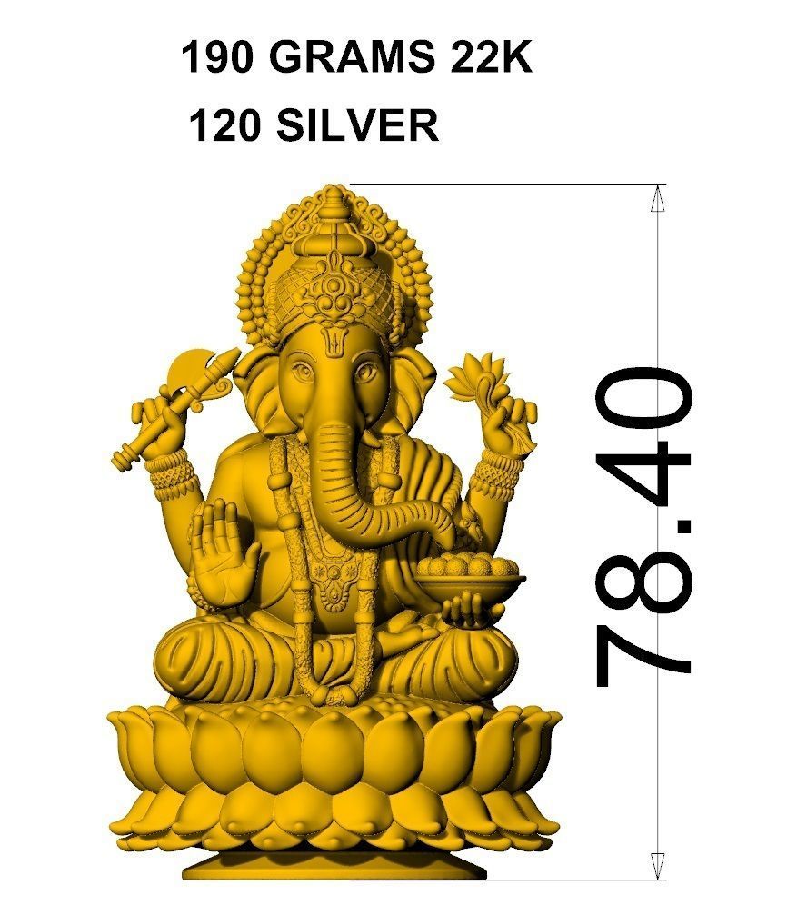 VINAYAGAR 3D golden statue of ganesha 3D print model_8