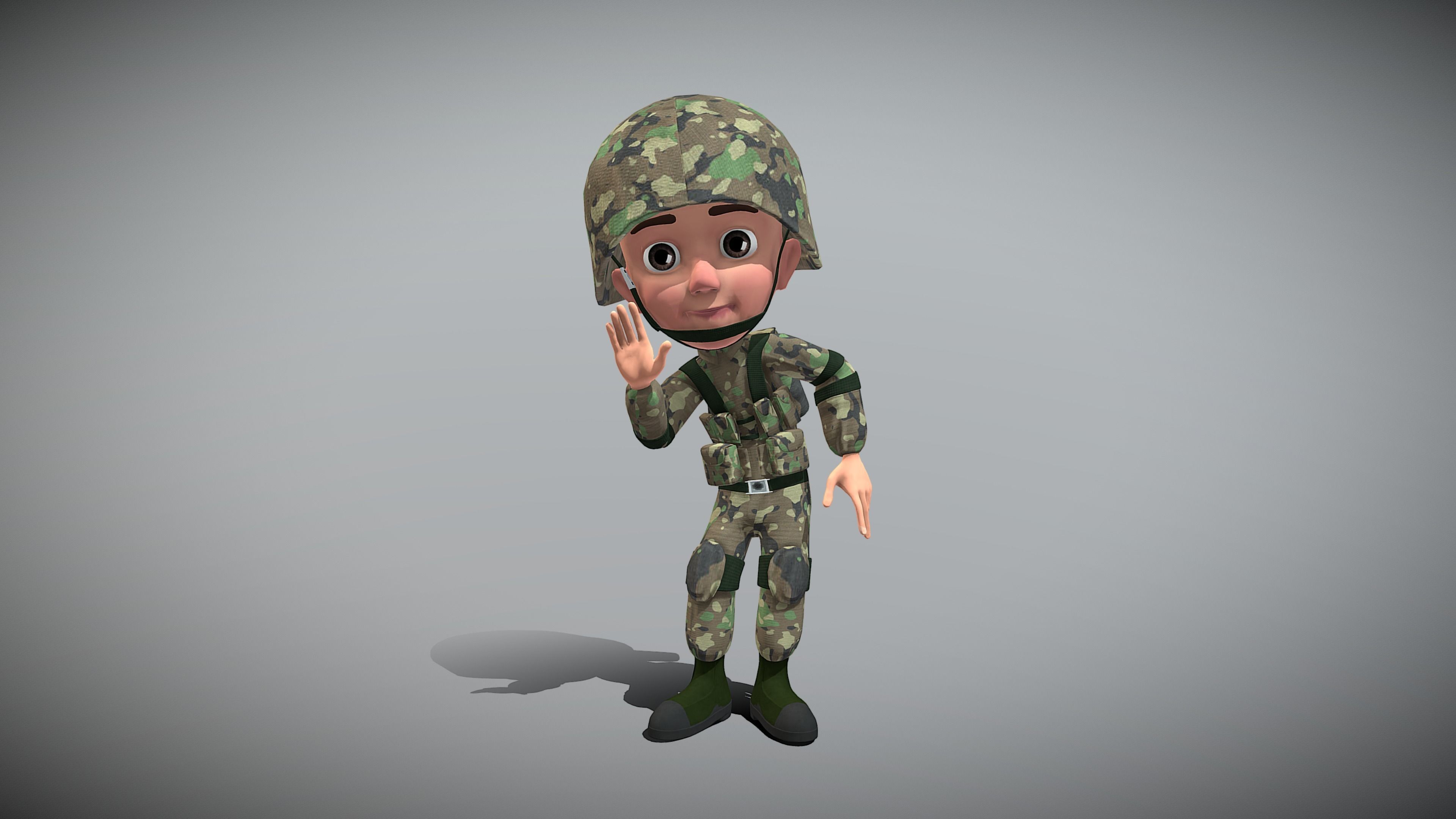 Cartoon Soldier Low-poly 3D model_3