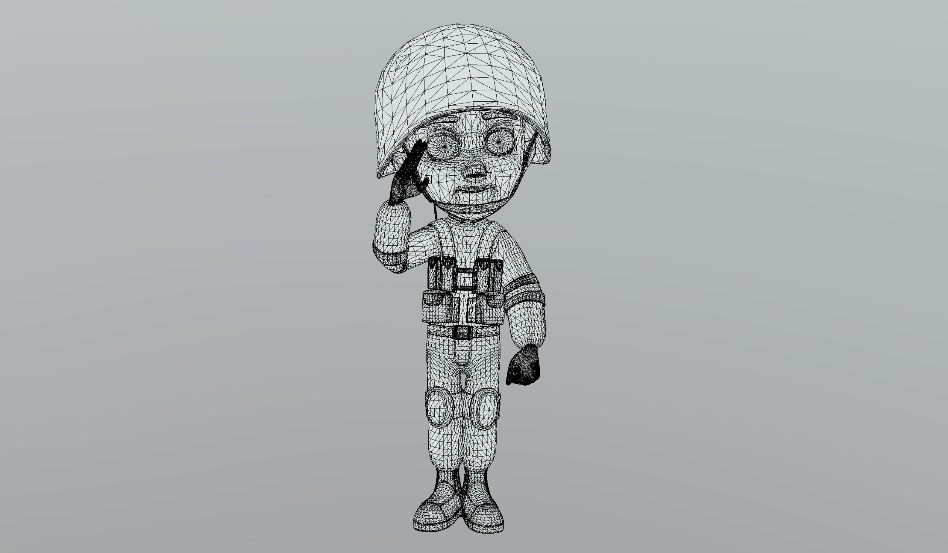 Cartoon Soldier Low-poly 3D model_13
