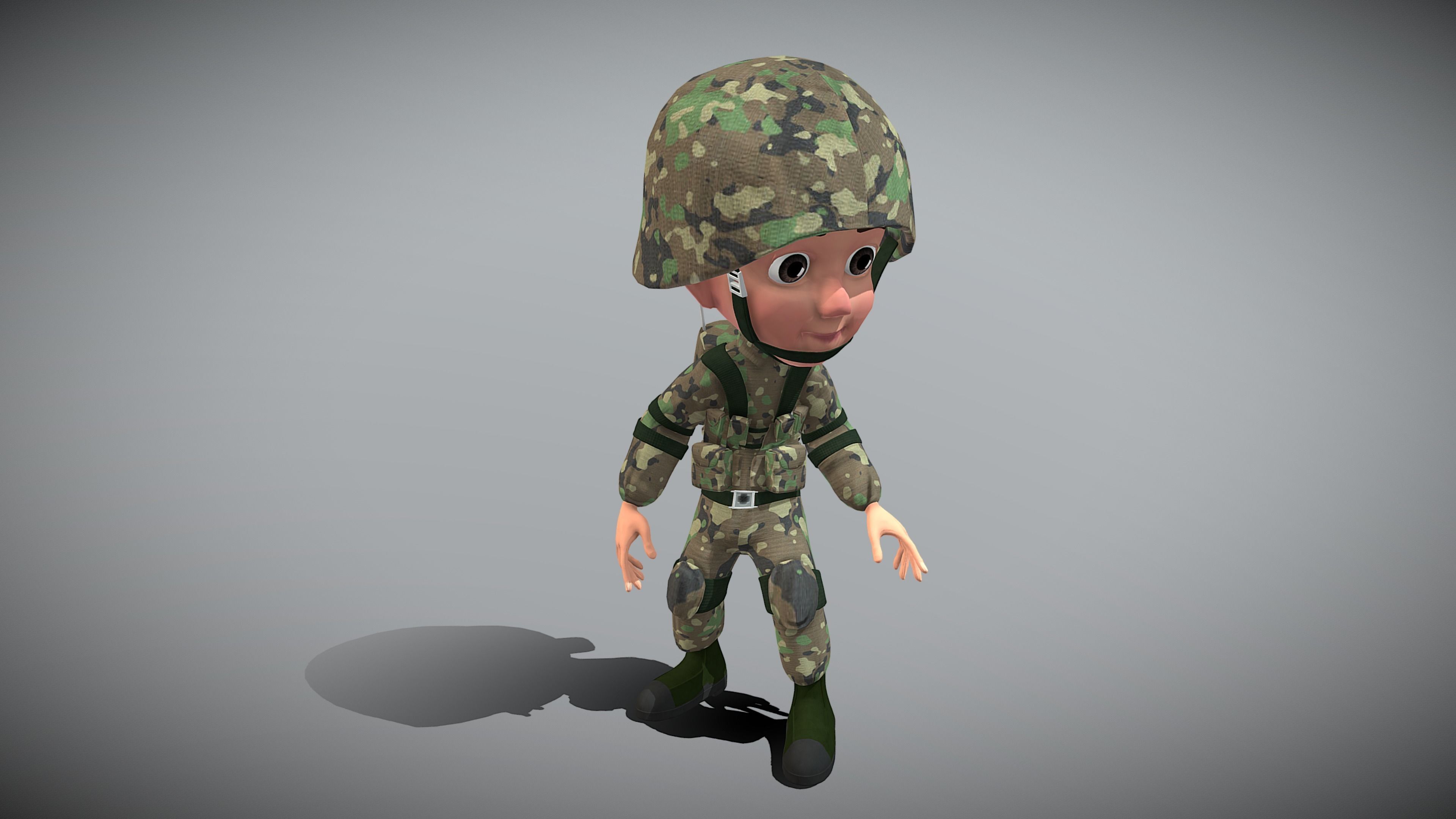 Cartoon Soldier Low-poly 3D model_5