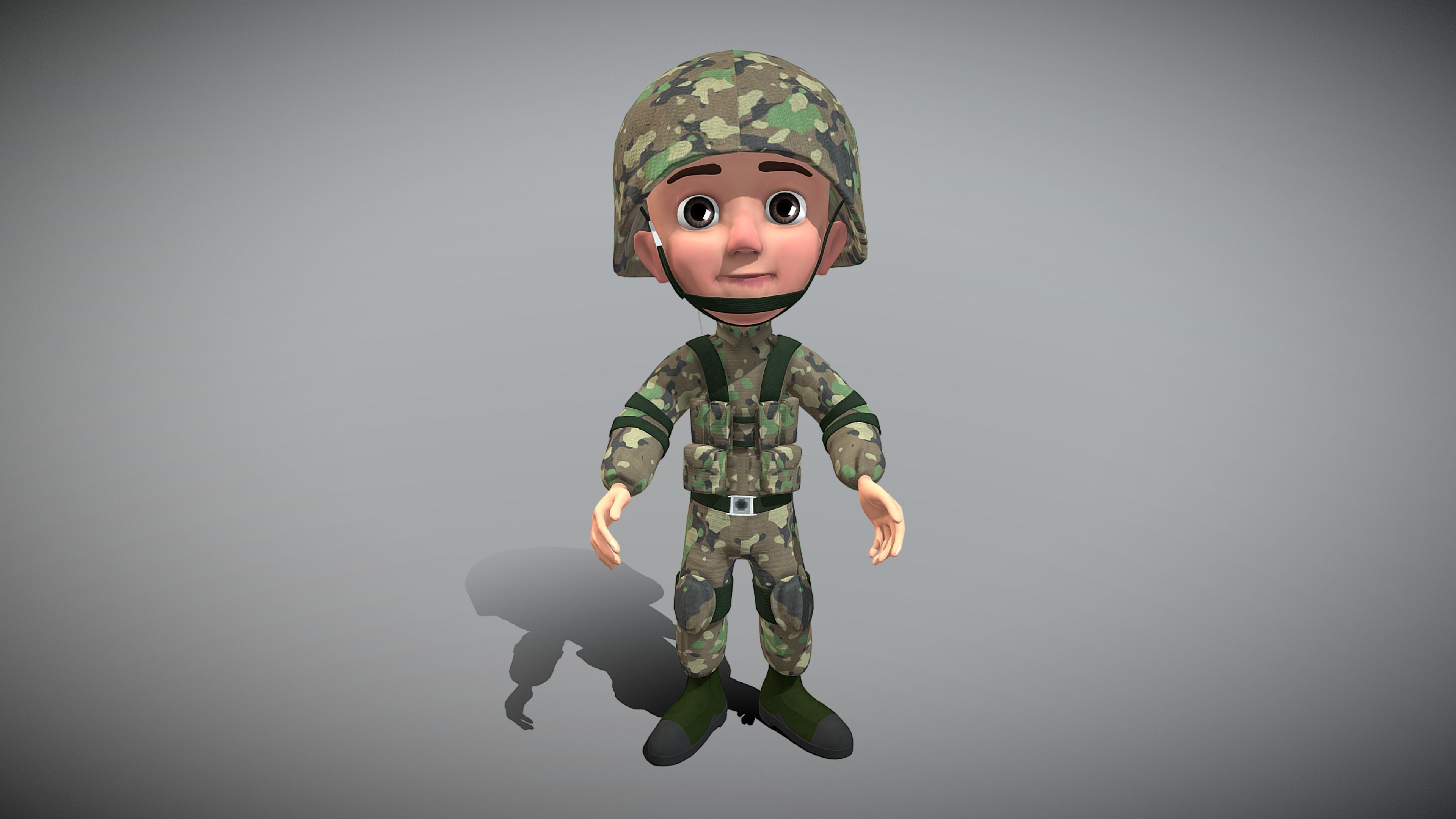 Cartoon Soldier Low-poly 3D model_6