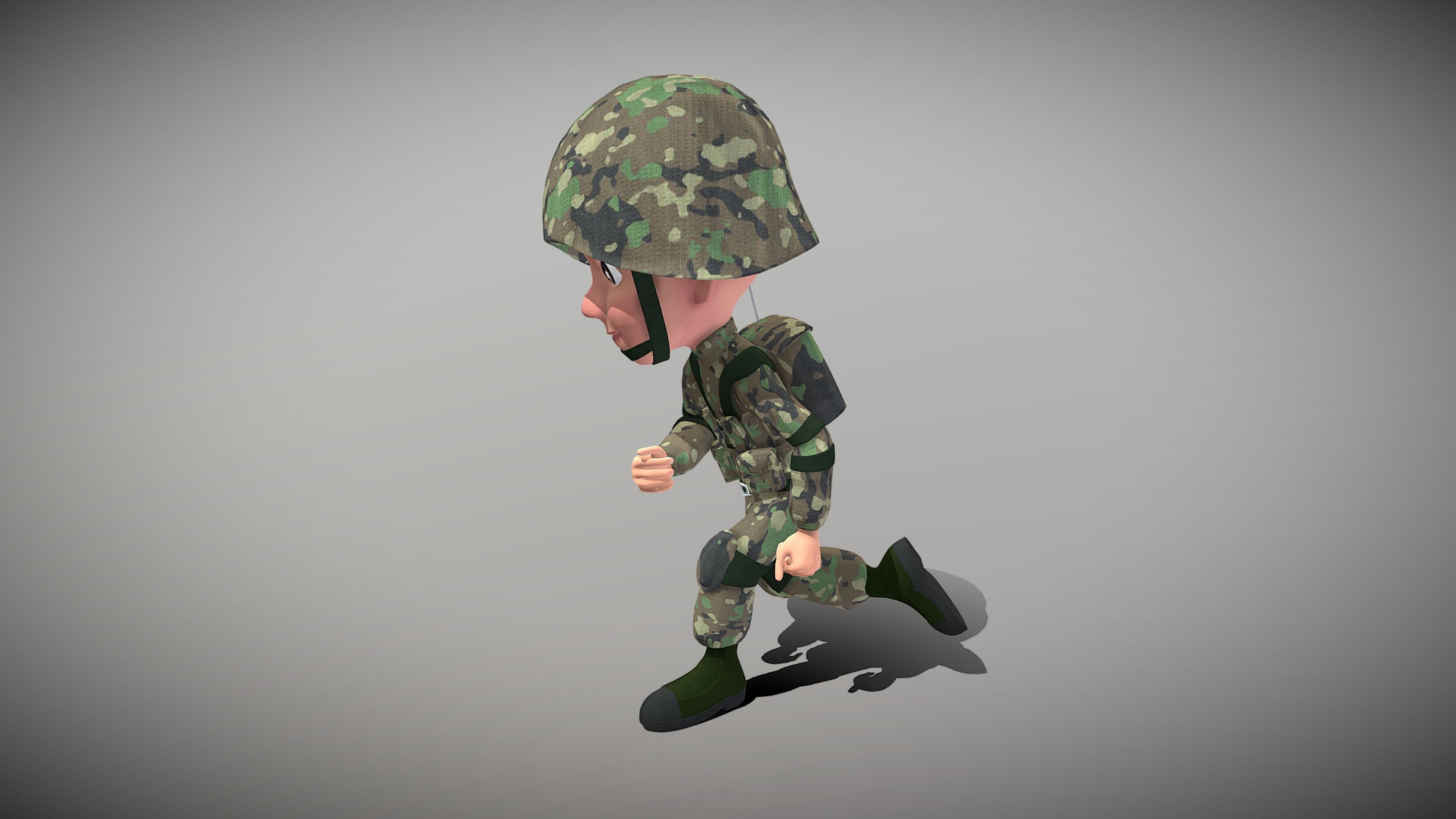 Cartoon Soldier Low-poly 3D model_10