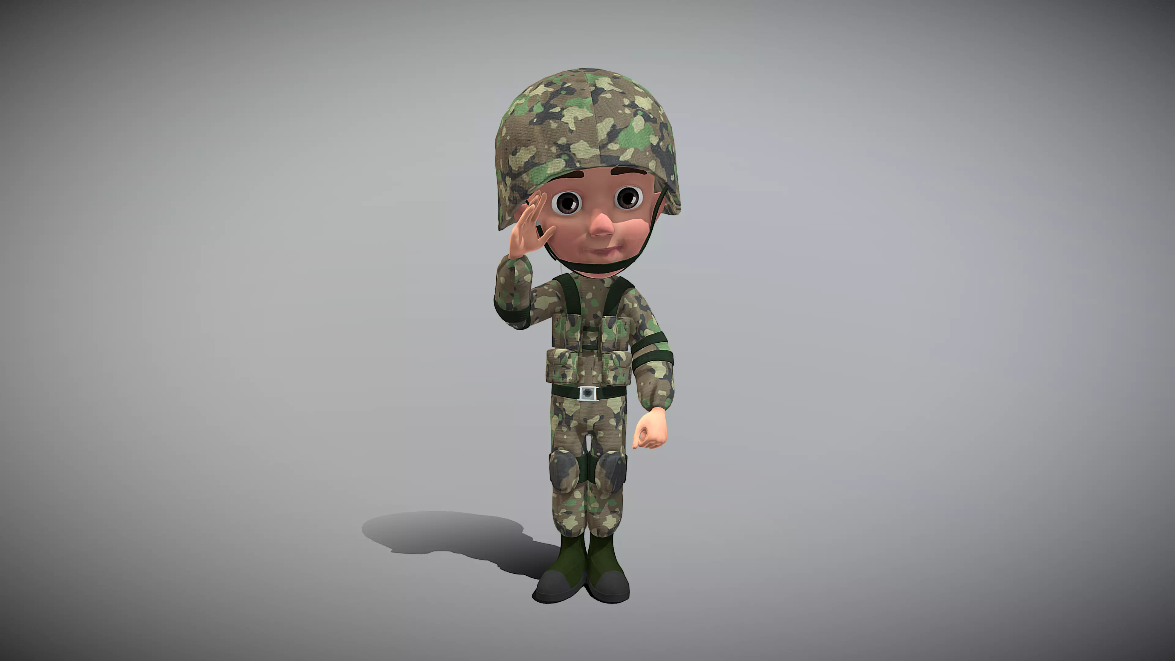 Cartoon Soldier Low-poly 3D model_0