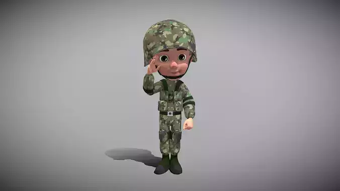 Cartoon Soldier Low-poly 3D model