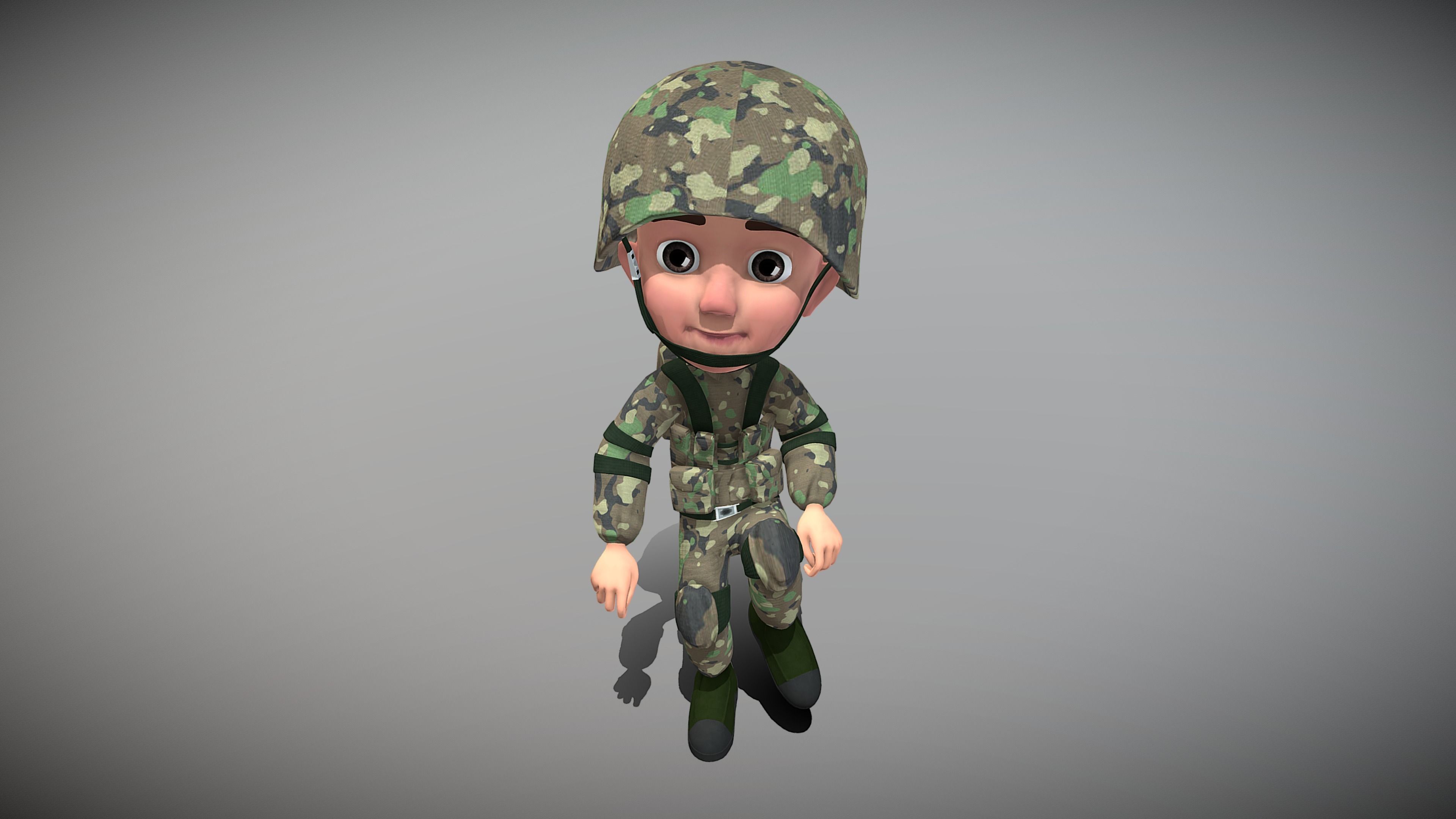 Cartoon Soldier Low-poly 3D model_4