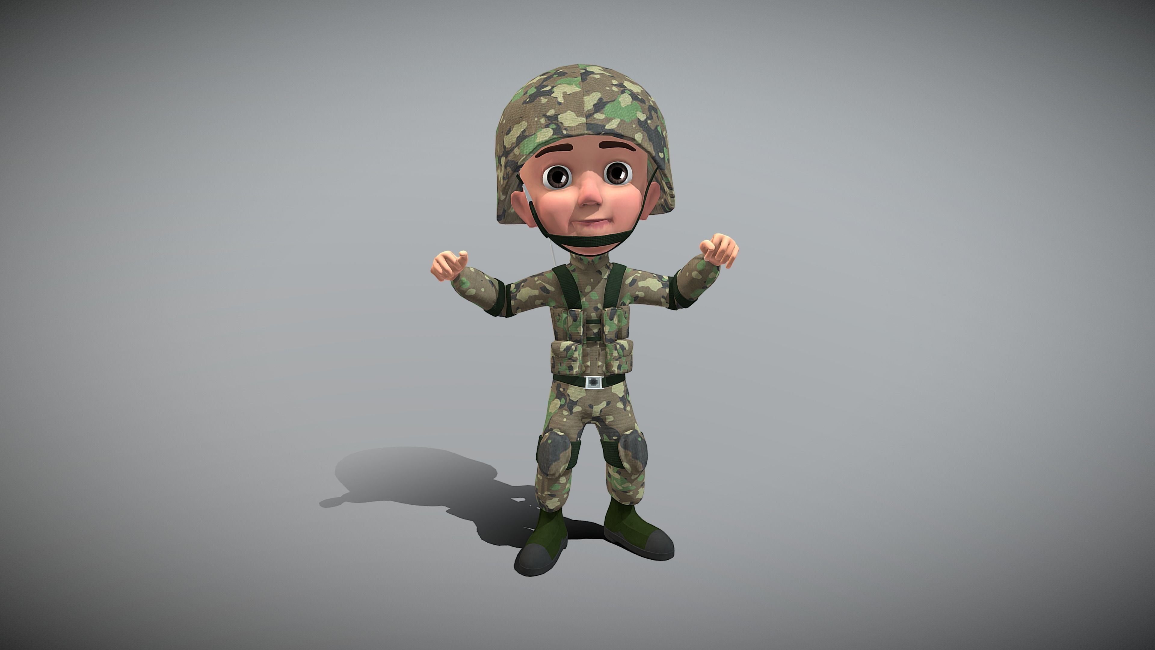 Cartoon Soldier Low-poly 3D model_8